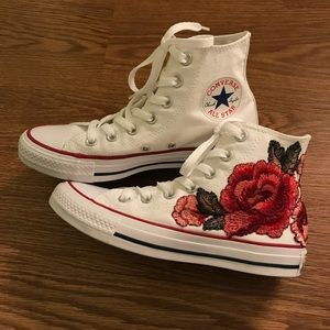 rose embroidered converse